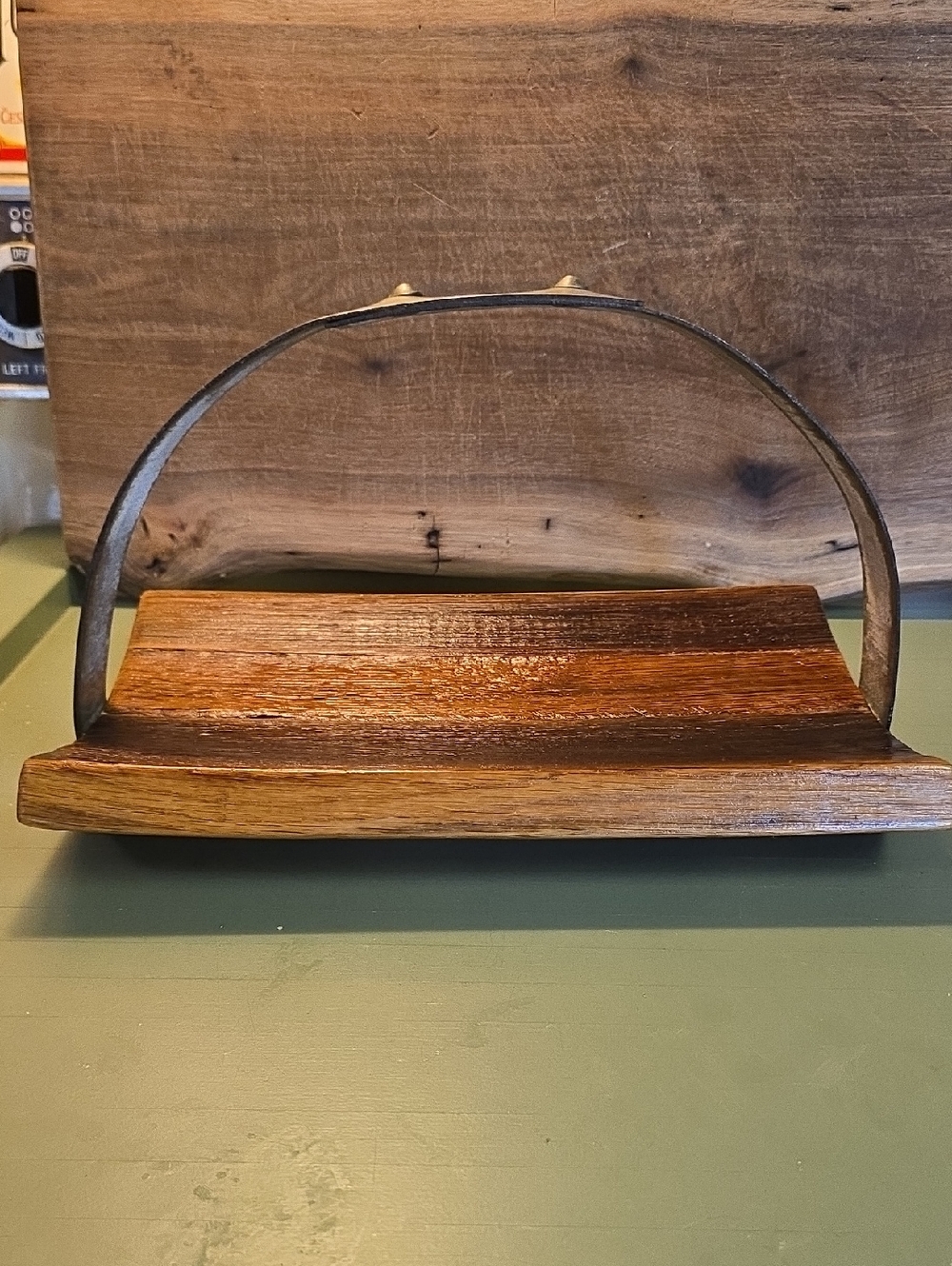 Hand Crafted, Rustic, Wine Barrel Serving Tray - Repurposed Oak And Metal